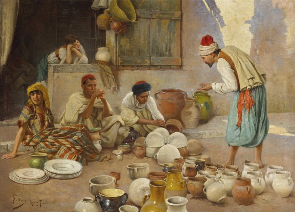 A potter selling his wares by Francesco Ballesio
